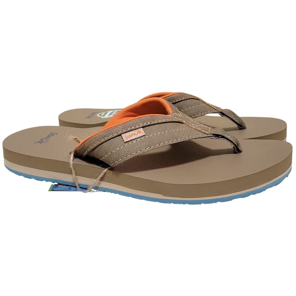 Sanuk Men Ziggy Beach Pool Summer Flip Flop Sandals Size US 7 Tan Multi